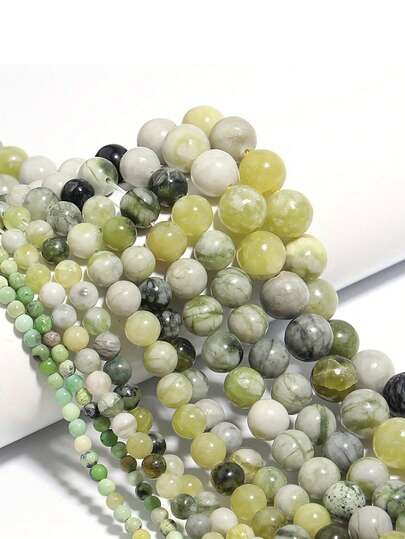 1 Strand Natural Stone Beads 4/6/8/10mm Round Flower Jade Spacers Beads For DIY Jewelry Making Necklace Bracelet Accessories