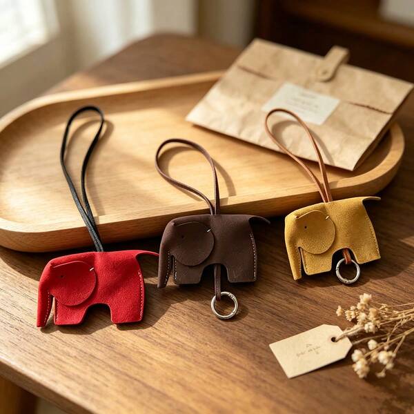JRESSIAL New Cartoon Matte Leather Elephant Pendant Bag Charm Keychain Cute DIY Car Elephant Doll Pendant, DIY Bag Charm, Birthday, Anniversary Exclusive Gift