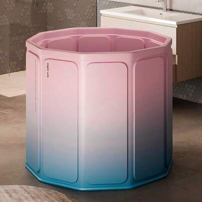 1 pieza Bañera plegable redonda portátil con degradado, 27.56 pulgadas (70cm), Bañera de agua fría/caliente, Con capa de aislamiento reforzada, Instalación rápida, Sin necesidad de ensamblaje, Adecuada para uso doméstico y al aire libre