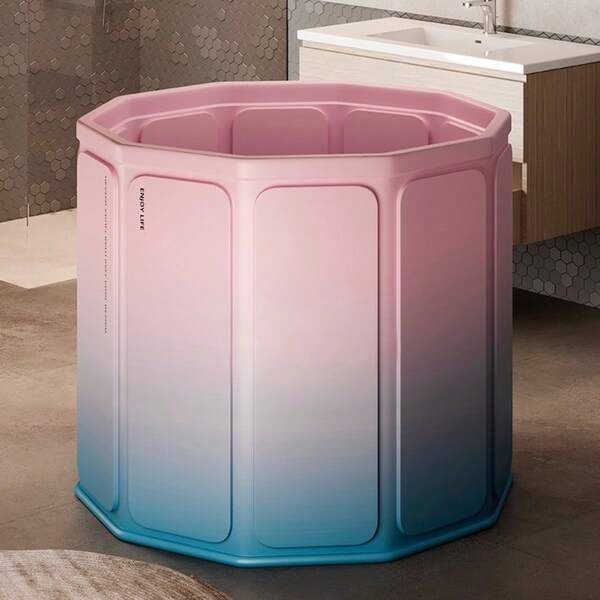 1 pieza Bañera plegable redonda portátil con degradado, 27.56 pulgadas (70cm), Bañera de agua fría/caliente, Con capa de aislamiento reforzada, Instalación rápida, Sin necesidad de ensamblaje, Adecuada para uso doméstico y al aire libre