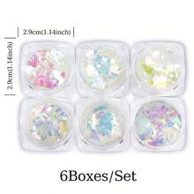 6 Toples Serpihan Selofan Aurora Berkilau, Fragmen Kertas Permen Holografik untuk Kerajinan Kuku Resin DIY - Putih - View 7
