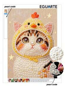 New Pearl Painting Cute Cat Pattern Design, DIY Pearl Painting Set, Suitable For Home Wall Decor Art, Applicable For Various Holiday Gifts, Perfect Ideal Handmade Gift - A - View 1