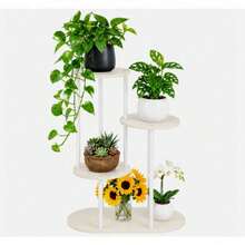 Modern Plant Stand 4/5/6 Tier Wooden Shelving & Metal Flower Rack For Indoor Garden & Outdoor Use - White - View 2
