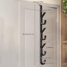 1-Pack Carbon Steel Punch-Free Door Hook - Heavy Duty Metal Multi-Purpose Towel Rack | Space-Saving Vertical Design Storage Hook Rack | Bathroom Door Towel Rack, Titanium Gold, No Drilling Required, Suitable For Bedroom - View 11