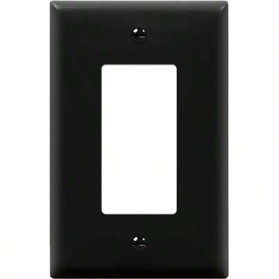 Decorator - Placa de pared para interruptor de luz o receptáculo, acabado brillante, tamaño medio de 1 banda, 4.9x 3.1 pulgadas, policarbonato termoplástico, certificación UL, 8831M-BK, negro