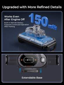 REMAX 15W Wireless Car Charger Phone Mount With Auto-Clamping & Auto Rotation, Fits Foldable & Regular Phones, Adjustable Charging Coil, Built-In 150mAh Battery, RGB Ambient Light, Stable Triangle Hook Design, Car Accessories, Car Essentials, Car Stuff - Charger Mount - View 10
