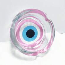 Creative Pink Pattern Glass Ashtray, 3.34 Inch Round Ashtray, Mini Decorative Home Ornament Ashtray. Gift For Friends - Colorful - View 2