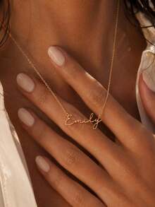 Kalung Nama Kustom, Kalung Nama Tulisan Tangan yang Dipersonalisasi, Perhiasan Minimalis dari Baja Tahan Karat, Cocok untuk Pemakaian Sehari-hari, Pesta, Ulang Tahun, Hari Jadi, Hadiah Natal untuknya - Multiwarna 1 - View 4