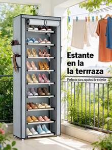 Vertical Shoe Rack With Protective Cover, 9-Tier Large Capacity Shoe Organizer With Side Pockets For Entryway, Home, And Small Apartment - View 10