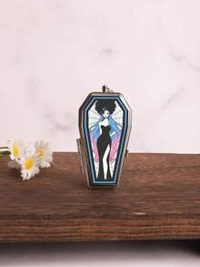 Cabin puff 1pc Coffin-Shaped Mini Ashtray With Flip Lid, Gothic Style, Portable For Outdoor, Car And Other Scenes. A Portable Gift. - One Size Fits All - View 19