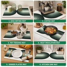 1pc Modern Minimalist Geometric Pattern Diatomaceous Earth Kitchen Drain Mat, Fast-Absorbing Quick-Dry Non-Slip Coffee Machine Mat And Dish Drying Mat, Suitable For Kitchen Countertop And Home Decor - Multicolor - View 5