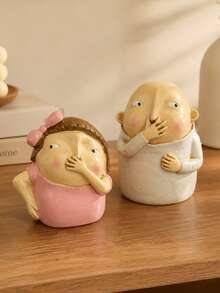 Funny Couple Decor, Resin Material Silent Gesture Statue, Humorous Expression, Modern Style Shelf Decoration, Suitable For Coffee Table, Fireplace Mantel, Bookshelf, Home Office, Bedroom, Living Room, Entryway, Unique Couple Gift - Multiple Styles - View 6