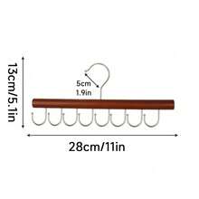1pc 12-Clip Wooden Hat Rack, Clothes Drying Rack, Suitable For Underwear, Ties, Camisoles, Scarves, Belts, Home Storage & Organization Rack, Applicable For Bathroom, Bedroom, Wardrobe, Closet, Home, Dorm, Minimalist Style For Spring & Summer Tops - Silver - View 13
