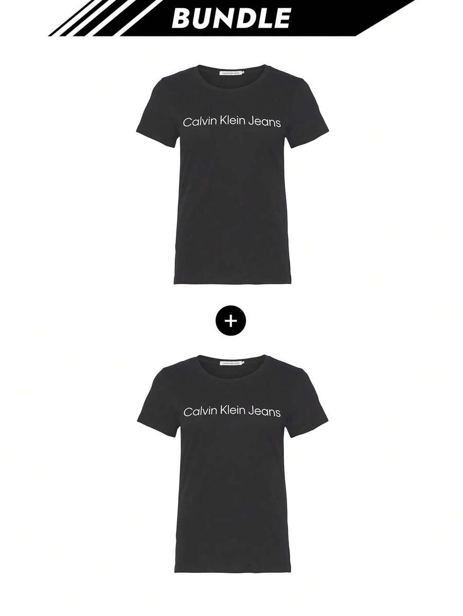 Calvin Klein [Bundle] Jeans Core Women's T-Shirts Black X 2 - Black+Black - View 1
