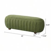 Upholstered Ottoman, Oval Shape - Olive Green + Boucle + Foam + Solid Wood+MDF1 - View 3