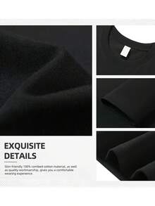 Christmas Plus Size MORE AMORE PLEASE - Casual Retro Crew Neck Short-Sleeve T-Shirt With Graphic Print, Washed Effect, Perfect For Everyday Wear.. - 黑色 - 查看 4