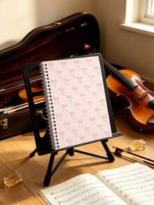 Bow Pattern Pink Notebook, A5 Lined Loose-Leaf Journal, Daily Record Book, Planner, Detachable Design, Simple Spiral Binding; Suitable For Writing And Office Use, Meeting University, Home And Campus Needs; Ideal For Organizing Study Materials Or As A Travel Journal; Essential Stationery For Back To School Season, Also Suitable For Recording Music Theory Knowledge And Piano Practice Sheet Music. - Multicolor - View 9