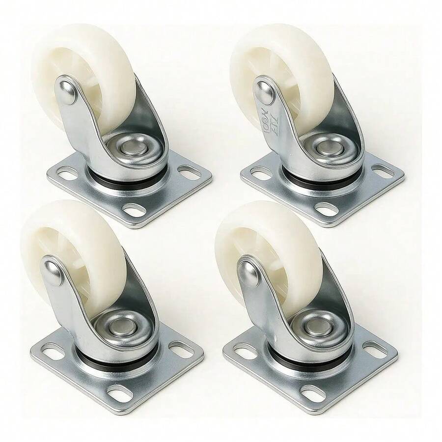 Jogo Kit 4 Rodinha 2Polegadas 50mm Giratório Nylon Rodízio S/freio 200kg - roda branca - Visão 1