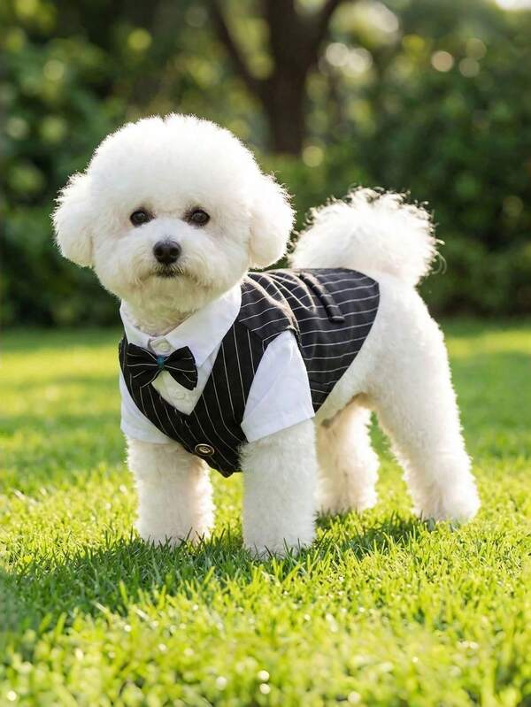 1pc Pet Dog & Cat Suit Jacket, Teddy Puppy & Cat Summer Autumn Thin Suit Shirt, Summer New Cat Pet Clothes, Teddy Bichon Dog Clothes, Spring Suit Formal Shirt Vest