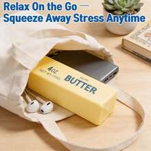 1pc Super Soft Milk Scented Slow Rebound Butter Shaped Stress Ball, Fun Sensory Toy, Relieve Anxiety, Improve Focus, Soft Realistic Butter Squeeze Toy, Colorful Dumpling Stress Ball, Fingertip Sensory Toy, Soft Plush Toy, Suitable For Office, Home, Party Gift, Portable Design, Can Be Put In Handbag, Applicable For Various Holiday Parties, Graduation Season, Back To School Essentials, Helps Improve Mood, Halloween Gift, Christmas Gift, Gift For Female And Male Friends - Multicolor - View 5