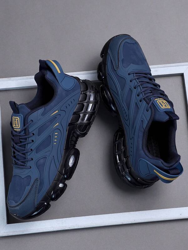 Men's Sports Shoes Dark Blue Fashionable Men's Sports Shoes, Lace-Up Shoes, Men's Personalized Grey Street Casual Shoes