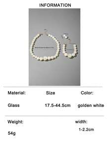 imoli 1 Necklace + 1 Bracelet + 1 Pair Earrings / Fashionable Minimalist Versatile Geometric Faux Pearl Necklace, Bracelet, Earrings Jewelry Set, Suitable For Women's Daily Wear, Jewelry Gift For Friends - 26735-g-eP - View 10
