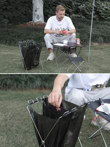 1pc Metal Trash Bag Holder, Modern Metal Wire X-Frame, Strong Load-Bearing Connection, Stable Space-Saving Waste Sorting Rack, Suitable For Outdoor BBQ Party, Camping, Camping Accessories, Camping Must Have, Camping Kitchen, Camping Equipment, Camping Essentials - Multicolor - View 9