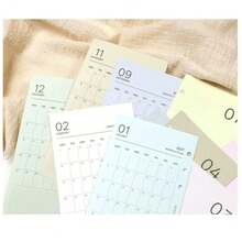 12pcs A6 A7 M5 Colorful 2027 Monthly Calendar Refill Pages, Monthly Planner Loose-Leaf Paper, Monthly Calendar Divider Pages, Suitable For Schedule, Marking Holidays, Anniversaries, Special Dates, Habit Tracking, Check-In - Color 2027 Monthly - View 7