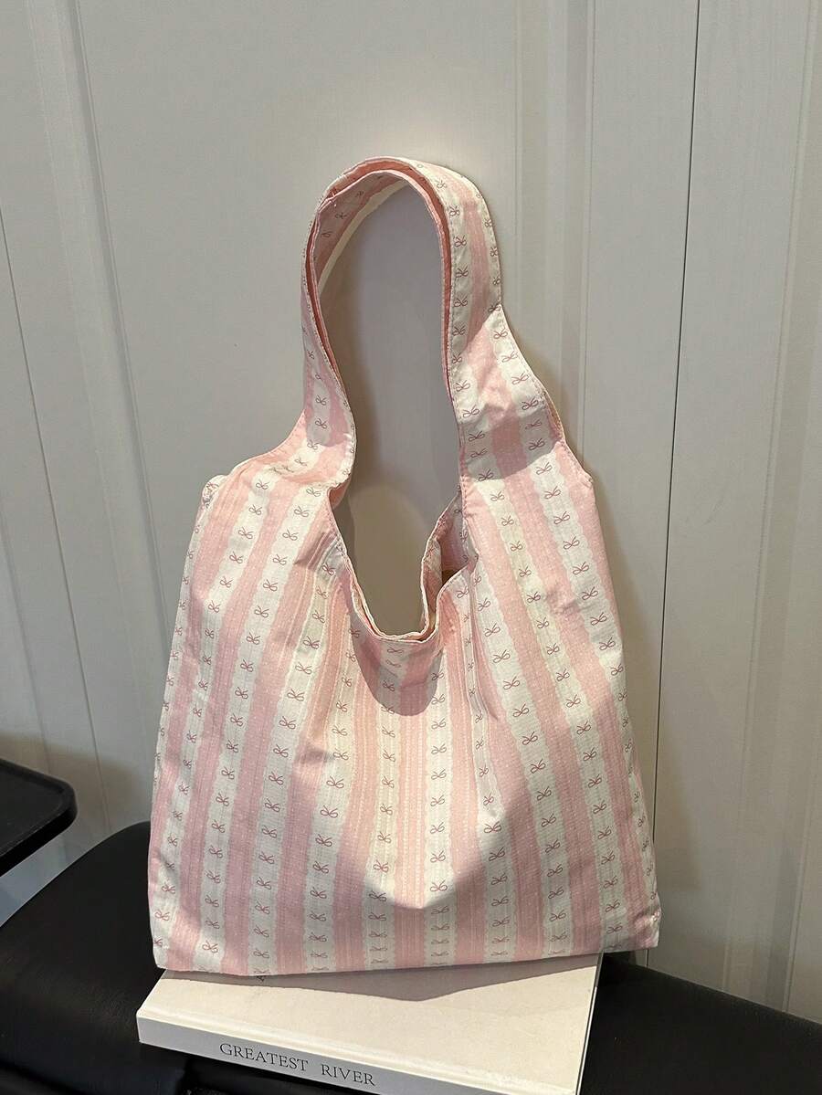 Bolso de hombro de gran capacidad para mujer, de unicolor, de moda para el uso diario y desplazamientos - Rosa - Ver 1