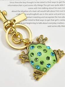 1Pc Bag Charm, Keychain, Purse Pendant, Car Key Holder, Handbag Accessory,Frog Shaped Pendant, Crystal Frog Charm, Enamel Frog Ornament,Unisex Gift - Multicolor - View 5