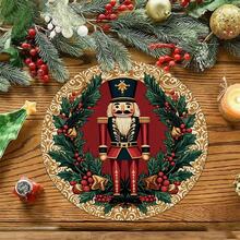 2/4/6/8pcs 14 Inch Diameter Christmas Placemats, Red Nutcracker Round Flower Shape Table Decor Suitable For Christmas Day Kitchen Dining Room Decoration - Multicolor - View 8