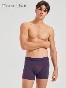 Norcotton 1pc Men's Mid-Waist Striped Boxer Briefs Men's Underwear - Multicolor - View 1