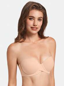 MELENECA Heavy Padded Push Up With Lift Multiway Underwire Strapless Bra For Women - Apricot - View 5