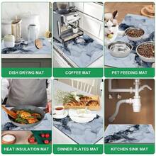 1pc Marble Pattern Diatomaceous Earth Kitchen Drain Mat, Quick-Drying Absorbent Non-Slip Coffee Machine Mat And Dish Drying Mat, Suitable For Kitchen Countertop And Dining Table - Multicolor - View 7