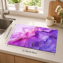 1 pieza Alfombrilla de drenaje de cocina de tierra de diatomeas con patrón de mármol, alfombrilla de secado rápido y antideslizante para cafetera y alfombrilla de secado de platos, adecuada para encimera de cocina y mesa de comedor - Multicolor - Ver 12