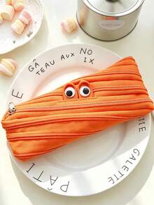 4/1pc Creative Funny Zipper Pencil Case, Student Pencil Pouch, Cute Niche Style, Stationery Storage Box, Little Monster Pencil Case - Multiple Styles - View 14