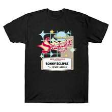 Unisex Sommer T-Shirt - Damen Oberteile - Starlight Cafe Schild T-Shirt - Y2k - Musik - Party, Date, Treffen, Sport, Lässig T-Shirt - Bevorzugtes Geschenk FHJJ - Schwarz - Übersicht 1