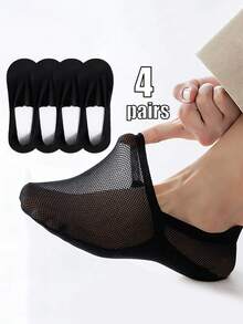 4 Pairs Mesh Invisible No Show Socks, Breathable Anti Slip Low Cut Liner Socks Thin Summer Casual Foot Socks For Men - Multicolor - View 13