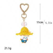 1pc Cartoon Cute Bear Keychain Pendant Woven Straw Hat Decorative Bag Pendant Mobile Phone Hanger Suitable For Girls' Gifts - Multicolor - View 7