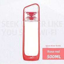 Kor Dual Use Water Bottle With Straw Portable Square Clear Water Cup Dual Drinking Modes Leakproof Travel Sports Drinking Bottle For Girls - 紅色 - 查看 13
