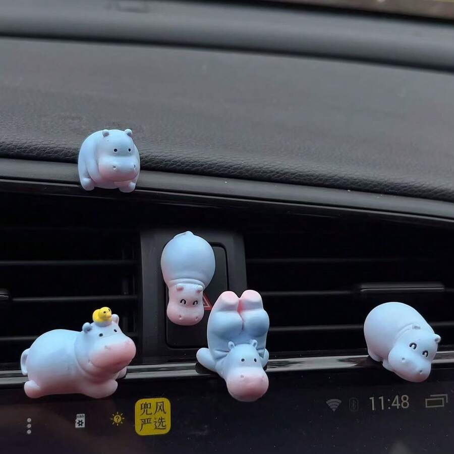 6 piezas Decoración de tablero de coche con hipopótamos lindos. Adornos de animales lindos para coche, adecuados para la decoración de la consola central del coche, se pueden combinar con el espejo retrovisor para la decoración interior del coche. Decoraciones lindas y encantadoras, adecuadas para uso en el hogar, jardín y oficina, pequeños regalos para días festivos - A - Ver 1