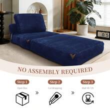 Modern Single-Seater Sofa With Integrated Storage And Elegant Tassel Details For A Cozy Home Space - 藍色 + 法蘭絨 - 查看 8