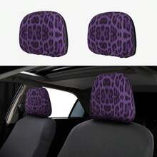 2pcs Car Headrest Covers, Black Leopard & Yellow Leopard Print, Fit For SUV & Sedan, Decorative Headrest Protector, Dust-Proof & Breathable - Multicolor - View 10