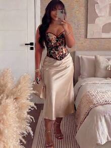 Women Skirts - Light Apricot Color - View 1