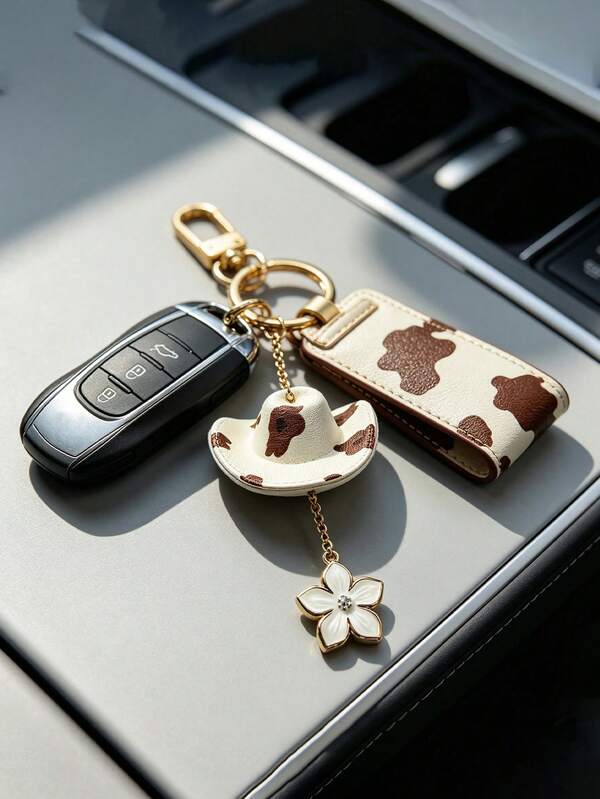 Cowboy Hat Keychain – Western Style Keychain Bag Charm, 3D Design, Cool Keychain, Unisex, Western Cowboy Pendant, Suitable For Wallet, Handbag, Backpack And Key Ring, Also Can Be Used As Car Interior Accessory, Party Decoration Accessory, Back To School Season, Gift For Girls, Friends, Family, Teachers, Sisters And Vintage Enthusiasts