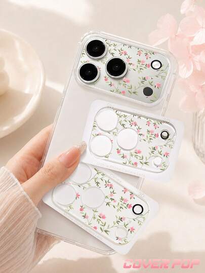 1pc Branch Floral Pattern Camera Lens Protector, Compatible With IPhone 17Pro/17 Pro Max; Made Of Tempered Glass, Full Coverage Design, High Definition Clarity, Scratch-Resistant And Anti-Fingerprint, Compatible With Phone Cases, Easy To Install.