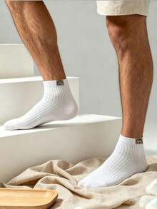 1/5 Pairs Men's Snow Mountain Sports Short Socks, Breathable Invisible Sweat-Absorbing Casual, Suitable For Daily Wear, Sports, Back To School Season - Multicolor - View 5