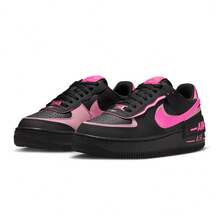 Nike AF1 Shadow Synthetic Leather Split Leather Low Fashion Comfortable Sneakers Women's Black Pink - Black Powder - View 1