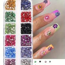 12 piezas de decoraciones para uñas de imitación de cristal Decoración de uñas con imitación de diamante de base plana Accesorios para el arte de uñas Piedras decorativas para uñas Herramientas para el arte de uñas Kit de arte de uñas Piedras decorativas para uñas Piedras decorativas para uñas Accesorios para uñas - Albaricoque - Ver 3