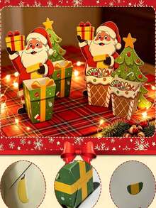 20pcs/Set Christmas Gift Boxes And Greeting Cards - Suitable For Wedding Favors, Baby Shower And Birthday Party. These Gift Boxes Feature Christmas Tree And Santa Claus Designs, Making Them Ideal For Holiday Parties And Bridal Showers. - Multicolor - View 8